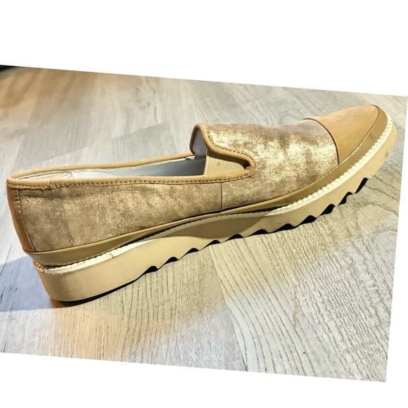 Donald J. Pliner Shoes - Donald J. Pliner loafer shoe in metallic gold leather with pointed toe -